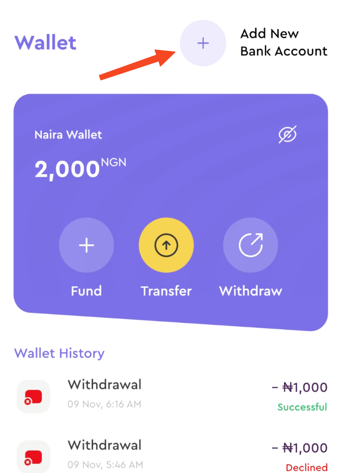Add bank account and Withdraw funds on Ridima